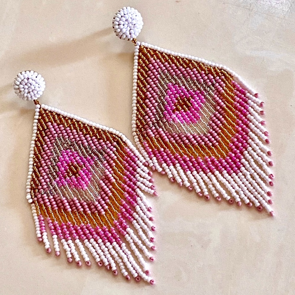 🌺🎉HP🎉🌺 NWT Deepa Gurnani Beaded Diamond Fringe Chandeliers - Picture 9 of 16